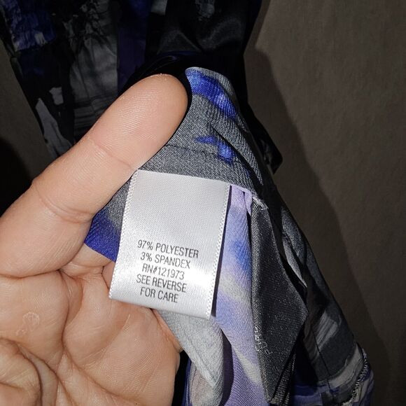 Simply Vera Wang Mini Dress Sz M-Purple/Black Abstract Sleeveless Stretch Tie Bk - Picture 5 of 11